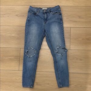 Free People Distressed Blue Skinny Jeans